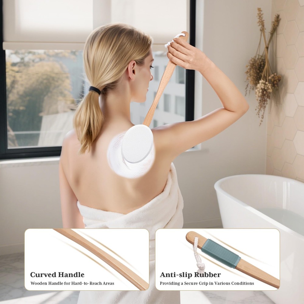 AmazerBath Lotion Applicator for Back, Feet, 4 Replacement 4 Piece Set, White