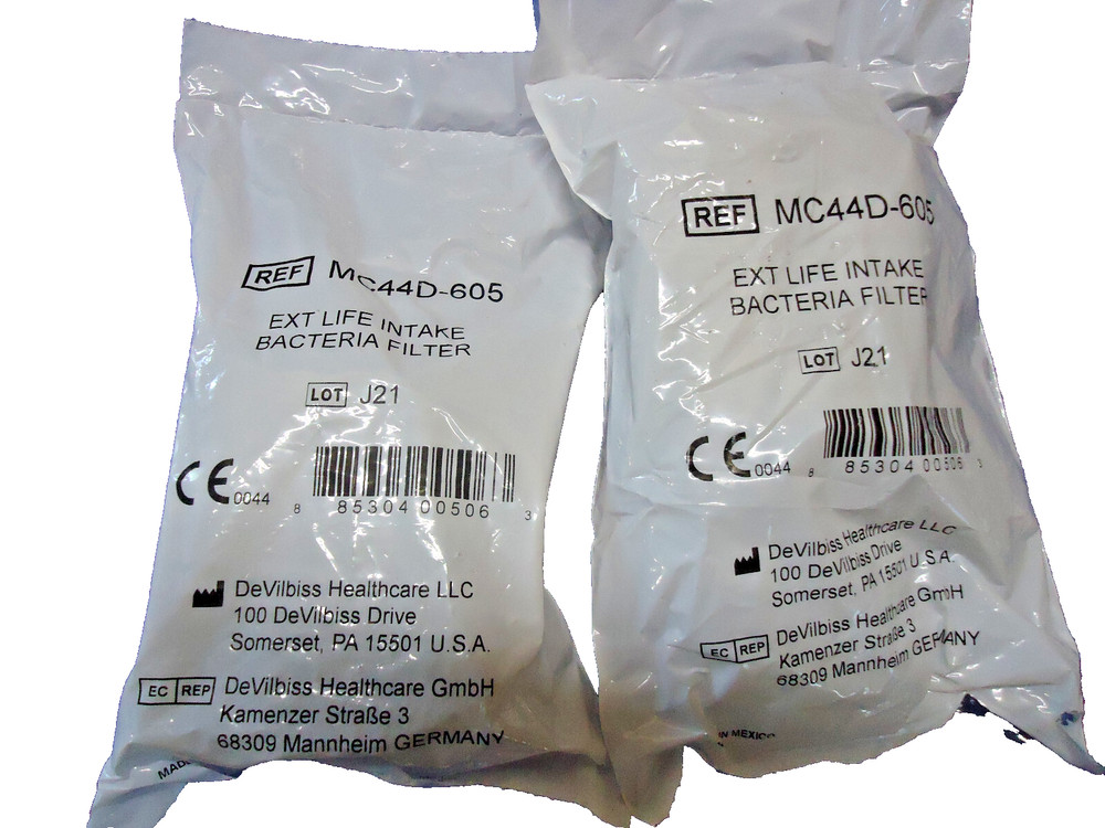 2-Pack, DeVilbiss MC44D-605 Extended Life Intake Bacteria Filter Rev 5 New