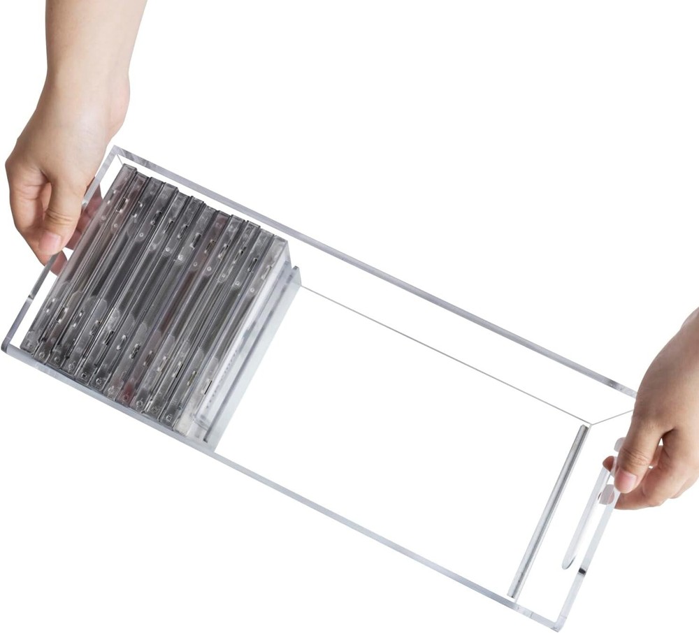 Clear Acrylic Stackable CD Holder Rack with Handles, Media Storage Organizer