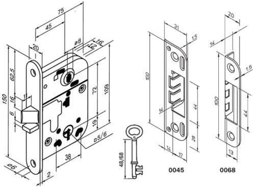 ABLOY 2014 Lock Case For Interior Doors With 1 Key