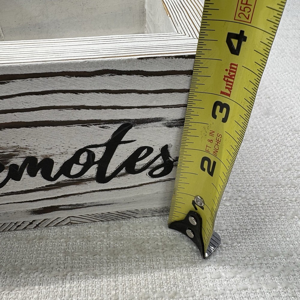 Remote Control Holder Box Wood Whitewashed Rustic Farmhouse Decor Organizer