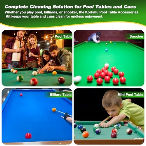 Billiard Pool Table Accessories Kit: 10 Piece Set with 2 Pool Table Brushes,2