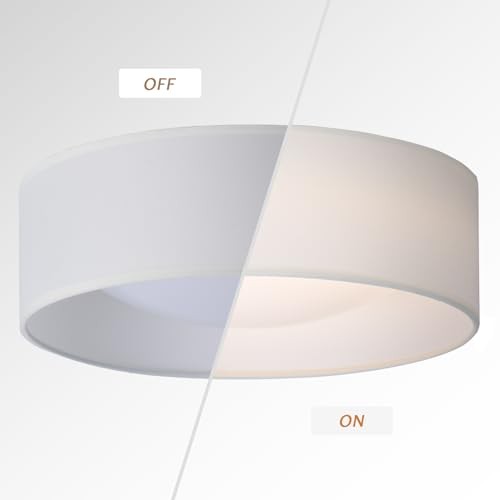 13" Fabric Flush Mount Ceiling Light, 24W 3000K LED Closed to Ceiling White