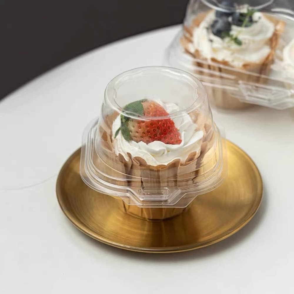 50 Pcs Cupcake Boxes Plastic Individual Cupcake Containers Single Cupcake Boxes