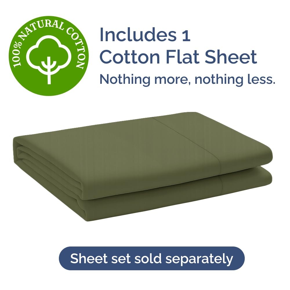 Queen 400 Thread Count 100% Cotton Flat Sheet - Comfortable, Cooling & Breath...