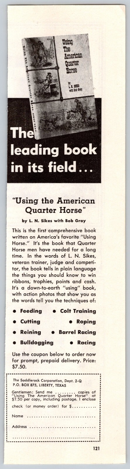 1960 Advertising Print Ad Saddlerock corp Using the American Quarter Horse Sikes