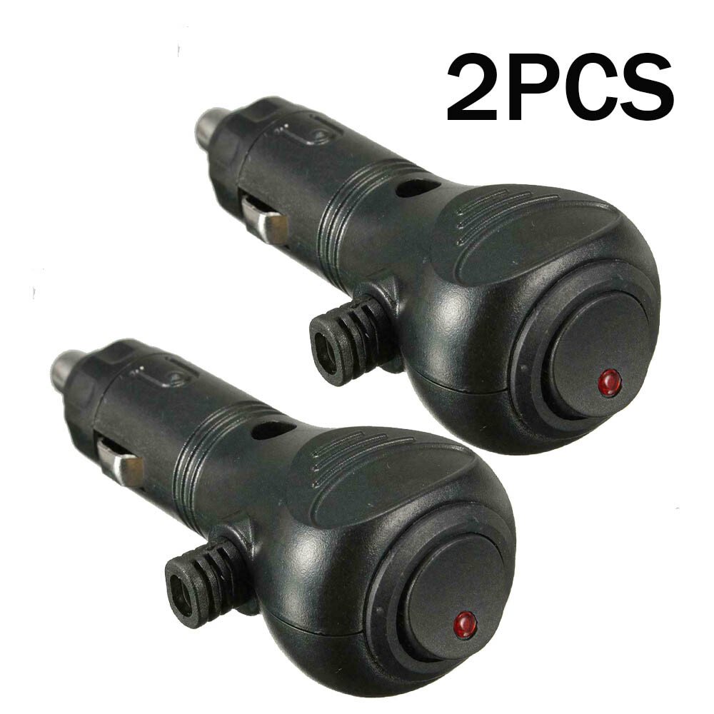 2pcs 12V DC Car Cigarette Lighter Cable Adapter Plug with LED On/Off Switch