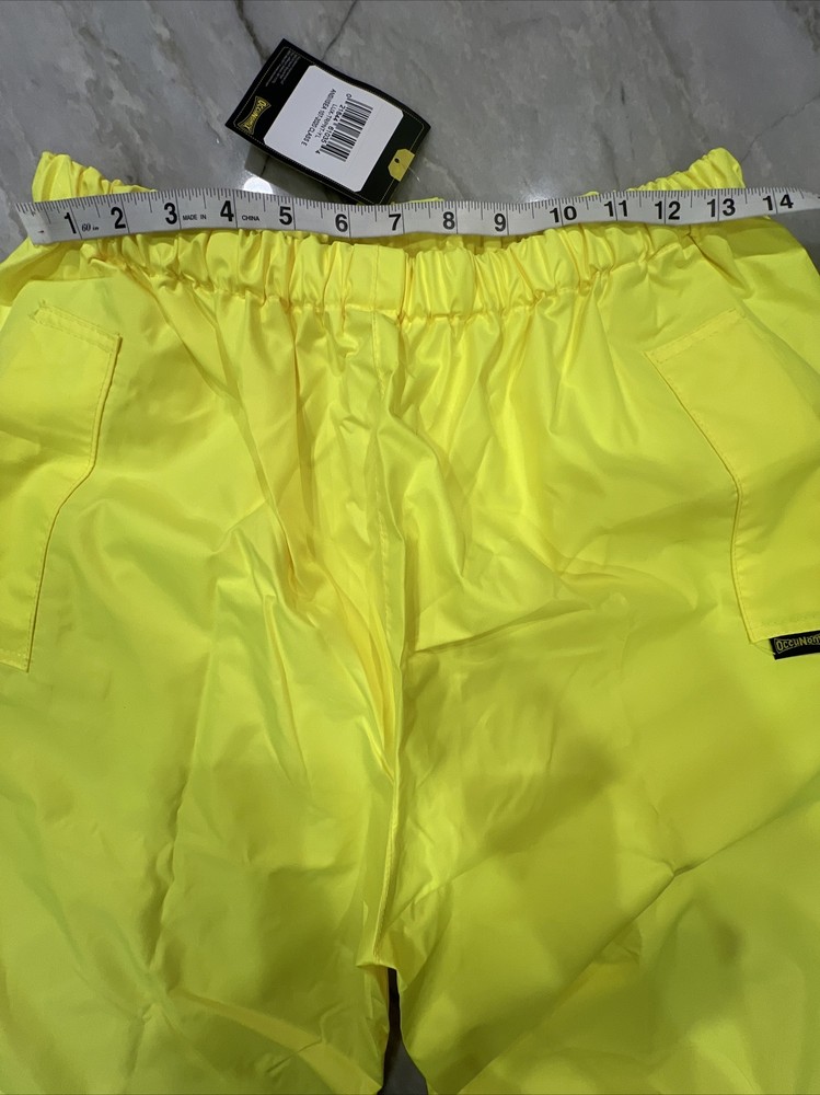 High Visibility Yellow Reflective Rain Pants Size L (YL) OccuNomix Class E NWT