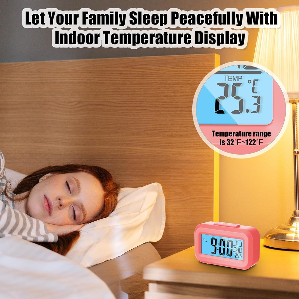 Digital Alarm Clock Large LCD Display, Simple Operation, Snooze Back Light, Time