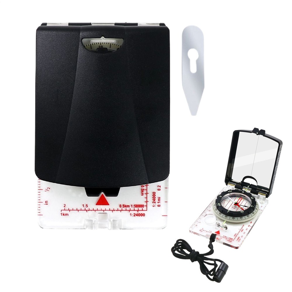 Hiking Mirrored Sighting Compass - With Adjustable Declination & Map LED