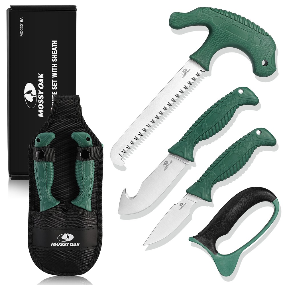 MOSSY OAK 4PC Hunting Field Dressing Kit Hunting Knife Set W/Sheath Perfect Gift