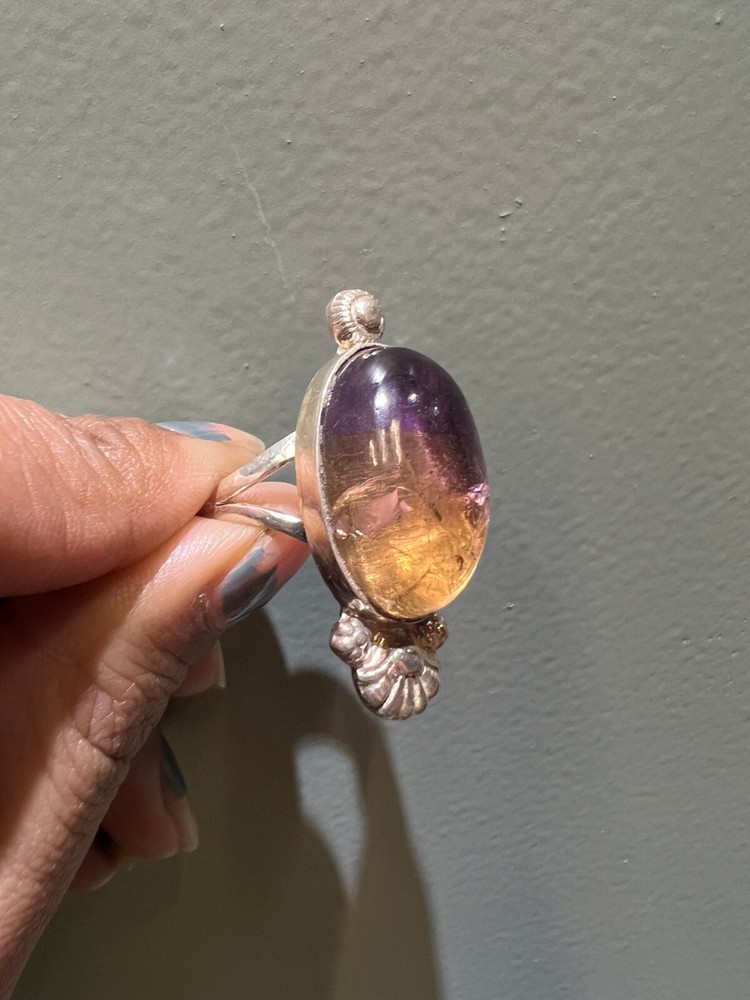 Solid 925 Sterling Silver Ametrine Gemstone Ring Handmade Oval Shape Jewelry