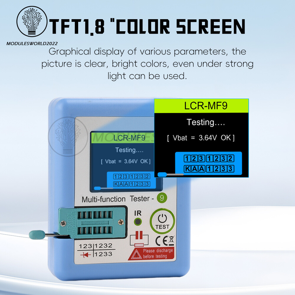 MF9 High Precision Transistor Tester Diode Triode NPN PNP MOSFET Rechargeable