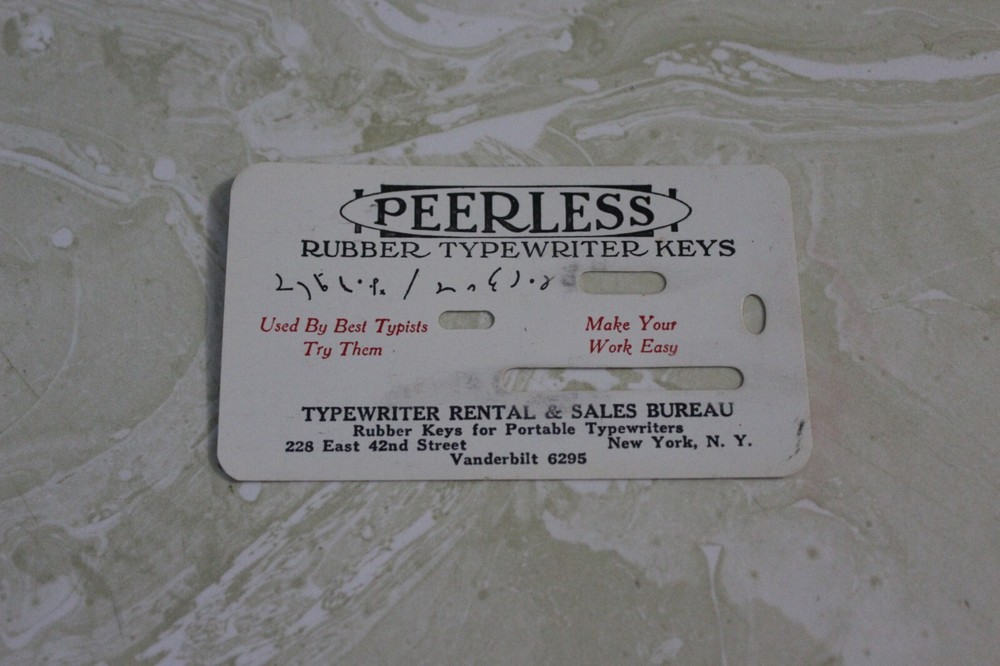 AS FOUND, CELLULOID TYPEWRITER ERASER SHIELD PEERLESS