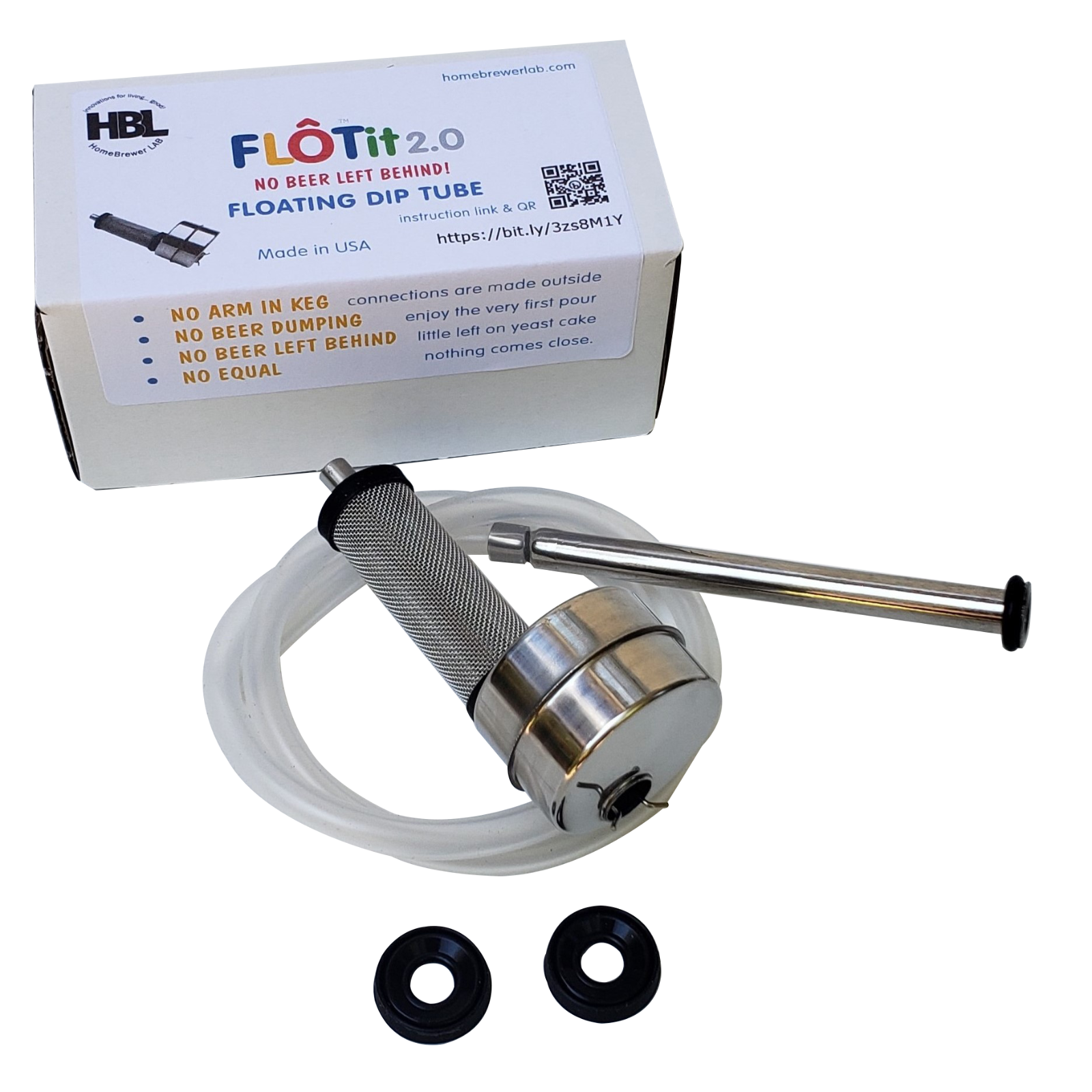 FLOTit 2.0 NO BEER LEFT BEHIND! Floating Dip Tube w/ Double Filter Inlet or DFI