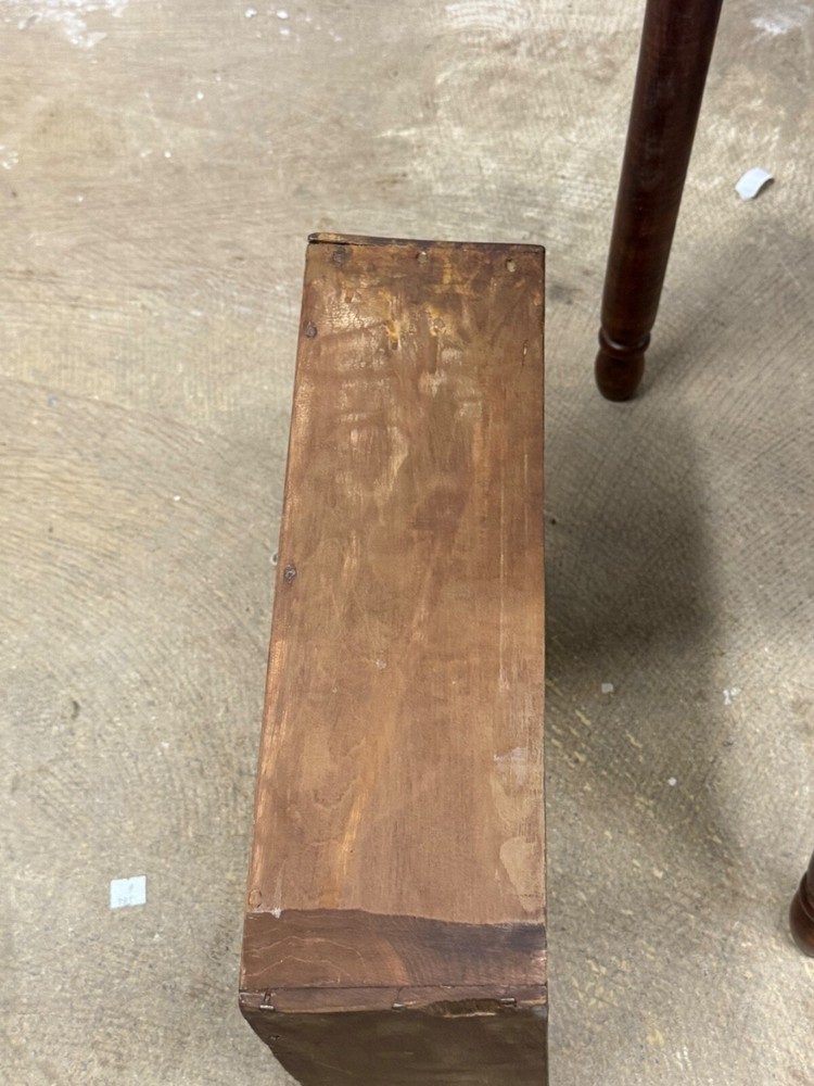 antique bench made tiger maple & walnut work table night stand end 1800s drawer