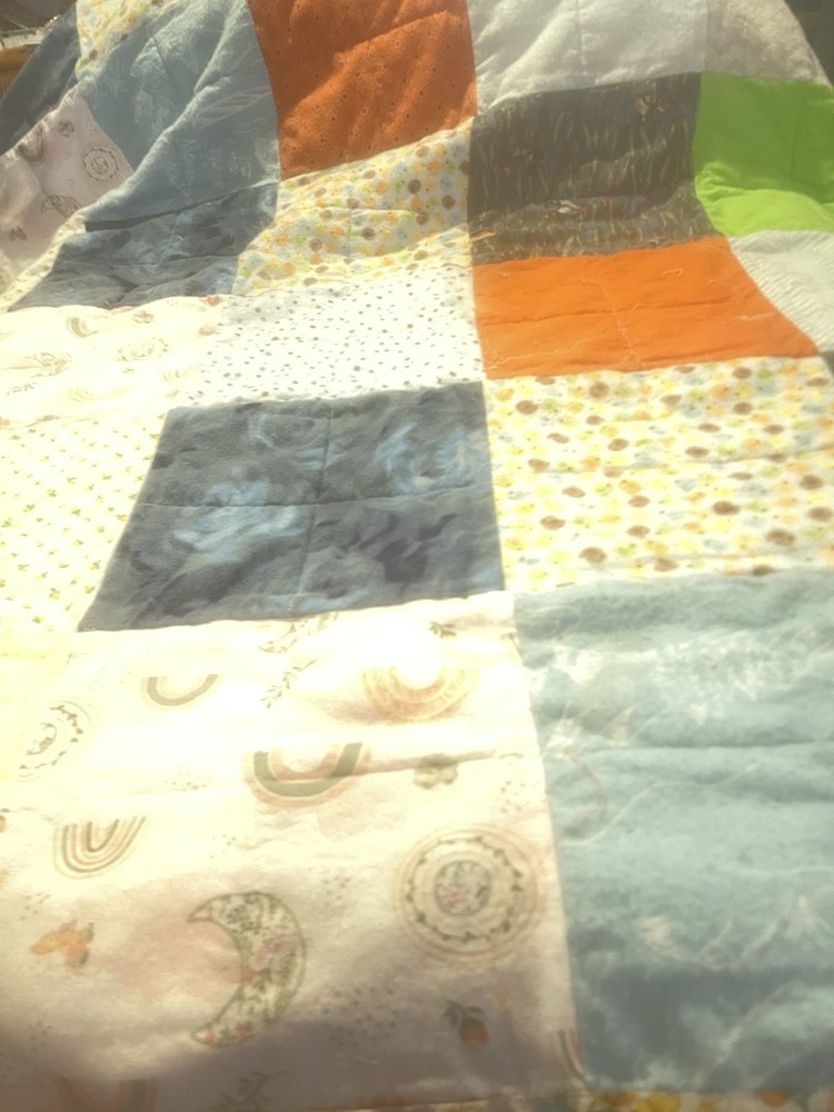 Orange Floral Rag Quilt￼
