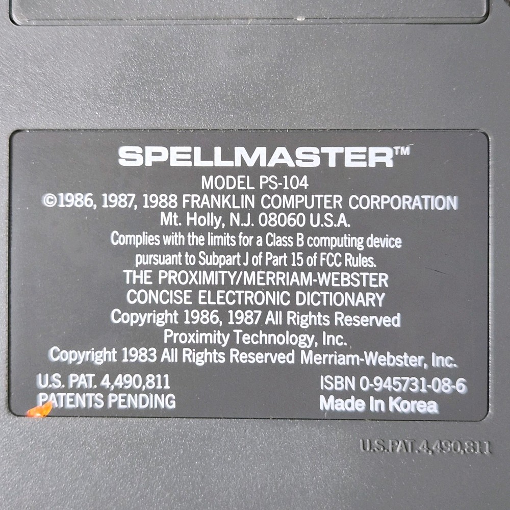 Franklin Computer Spellmaster With Case PS-104 Merriam Webster Tested Working