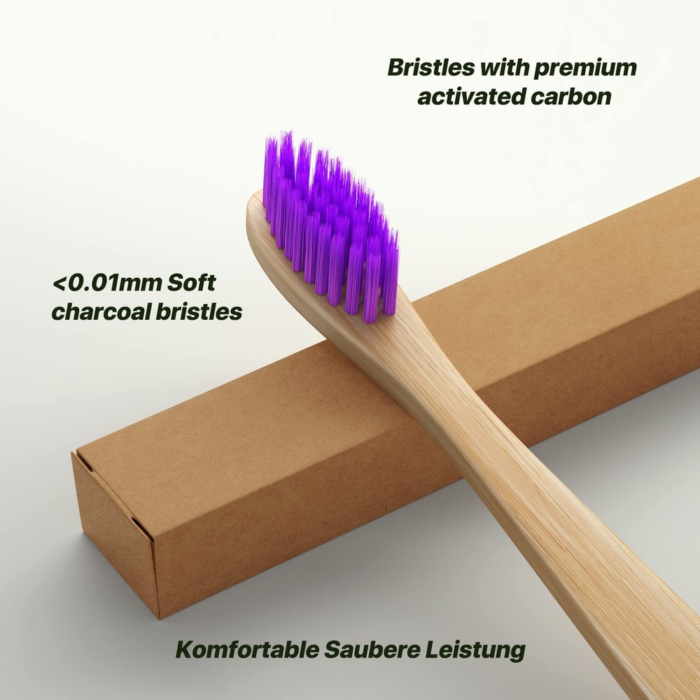 10 Pack Bamboo Toothbrushes | Biodegradable & Compostable EcoFriendly Natural...
