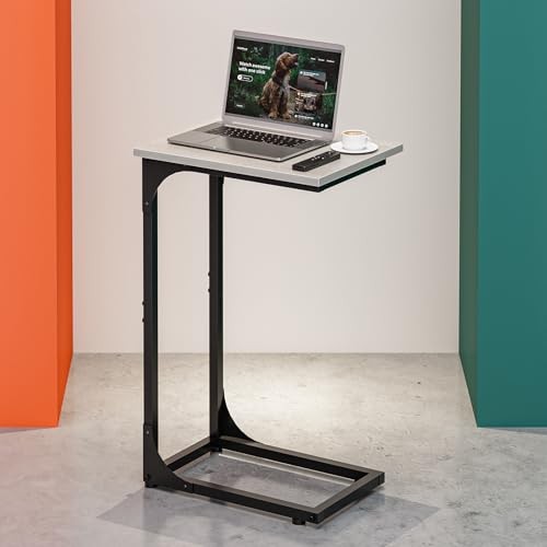 C-Shaped Side Table for Couch - Small 1-Pack Greige Without Power Outlets