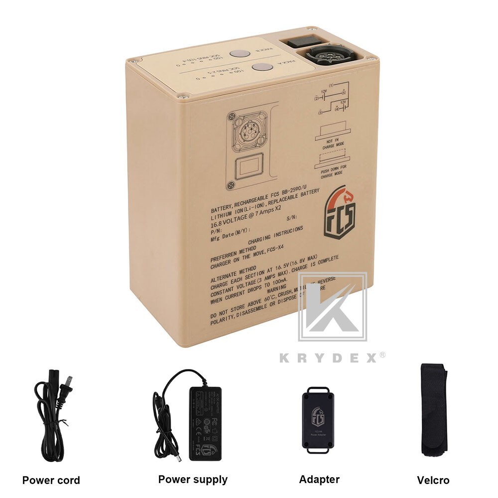 KRYDEX FCS Military BB-2590 Rechargeable Li-ion Battery Case 2x16.8V Output Tan