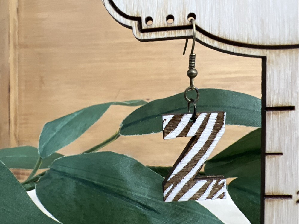 Wooden Hand Painted Zebra Earrings