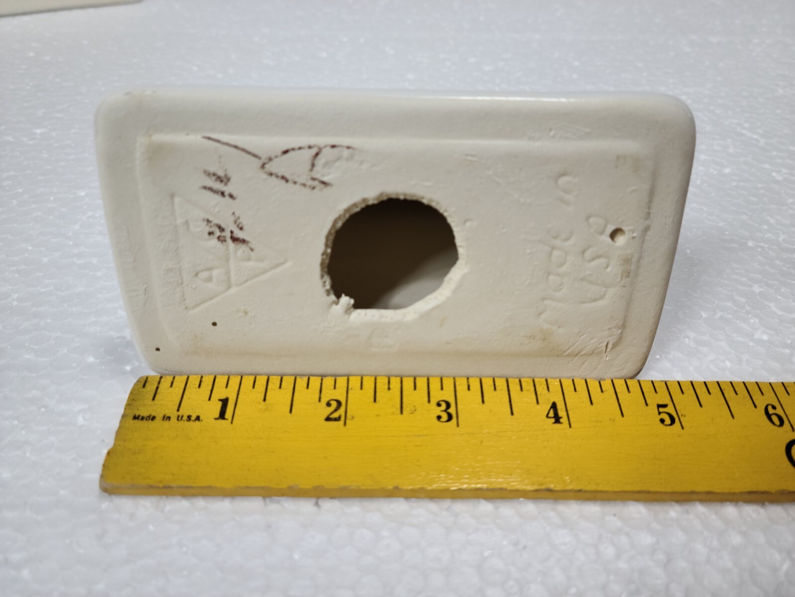 Vintage White Ceramic Towel Bar Rod Rack Post Holders Flat Back Glue over Tile