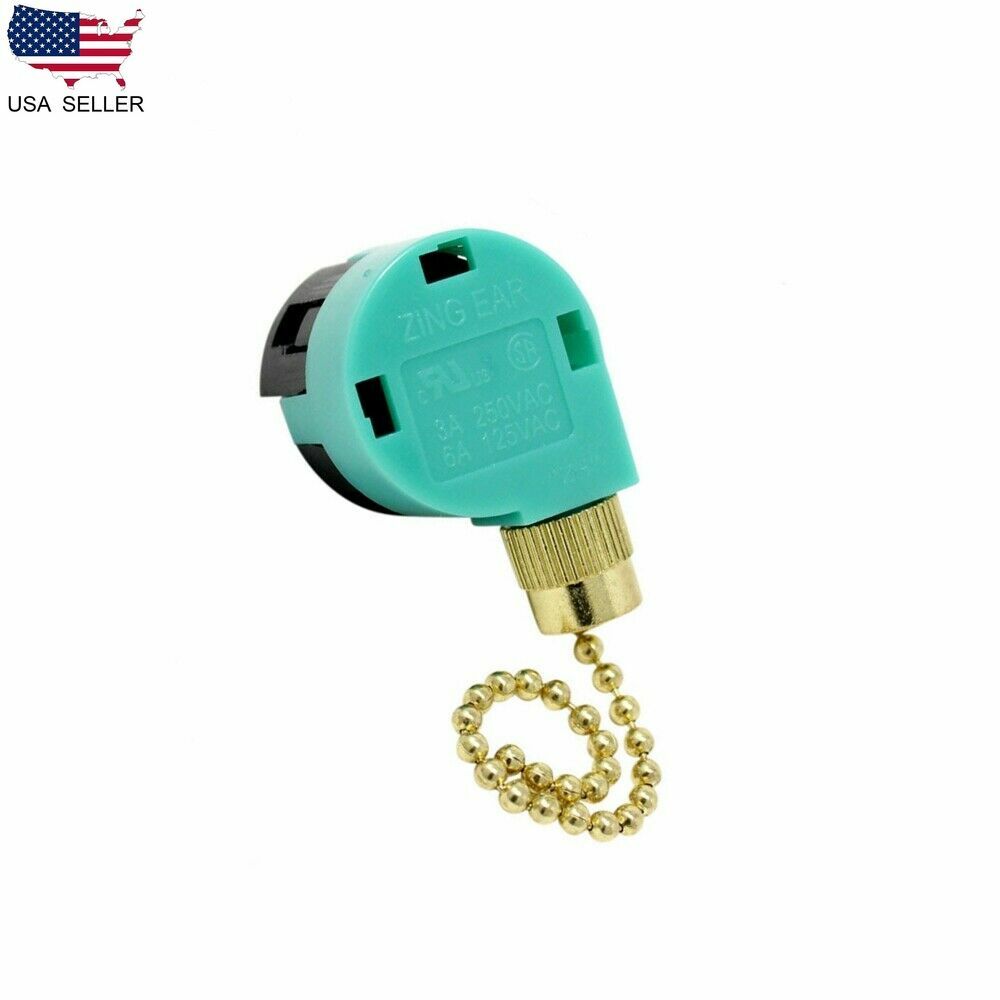 ZING EAR ZE-268S6 Pull Chain Switch 4 Wire 3 Speed Ceiling Fan Switch 6A 125V US