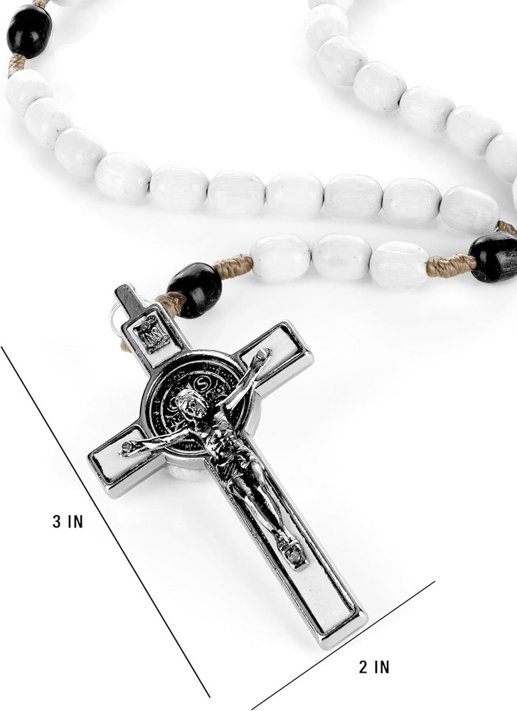 Italian Rosary with Pope Leo XIV Blessing – Elegant White Beads for Devotion
