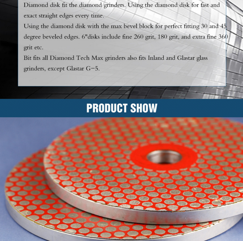 1pcs Diamond Grinding Disk For Diamond Tech Bevel Max Grinder 6" 260 Grit