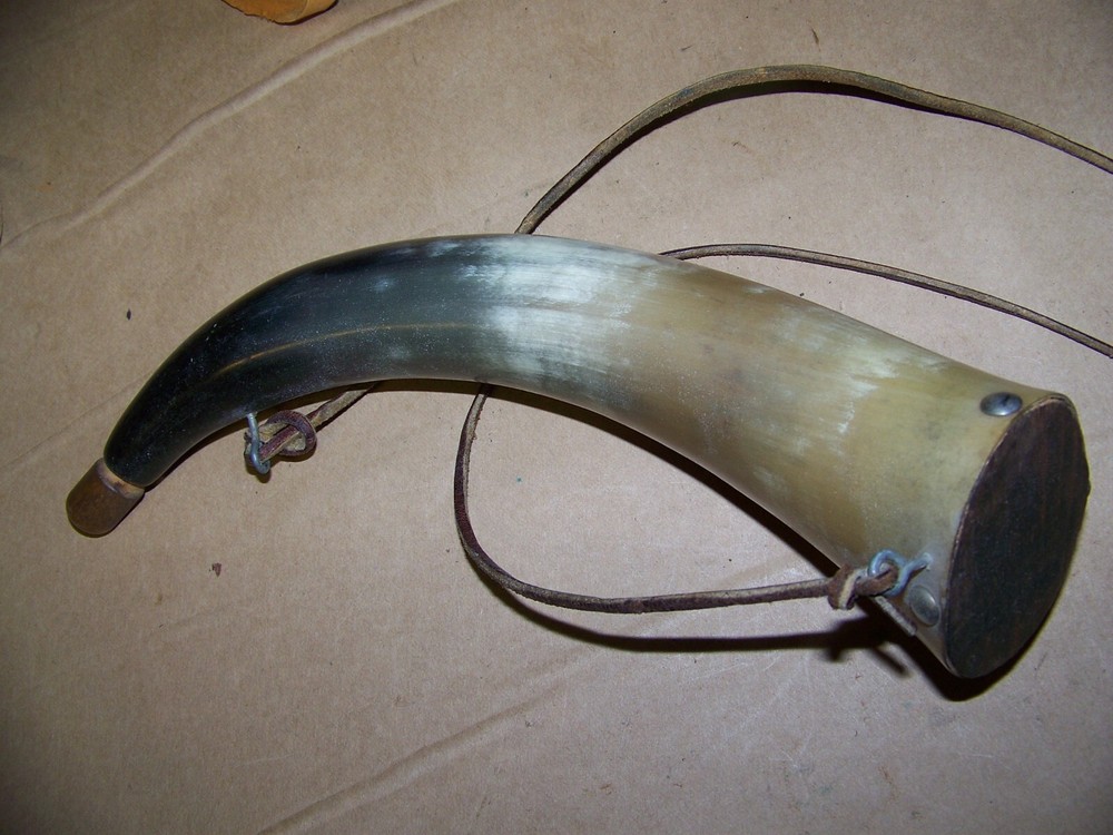 vintage black powder horn