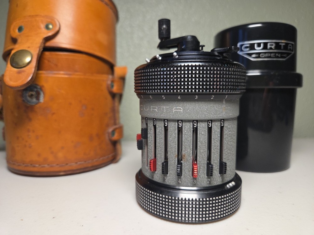 Curta Mechanical Calculator Type 2, Type II No. 537635 With Case