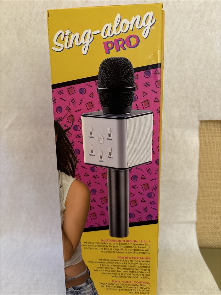 Sing-Along PRO Gold Karaoke Microphone & Bluetooth Speaker All-In-One / Untested