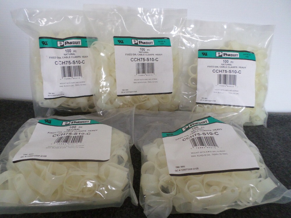 100 PCS PACK 3/4" Cable Clamps PANDUIT CCH75-S10-C Fixed Diameter