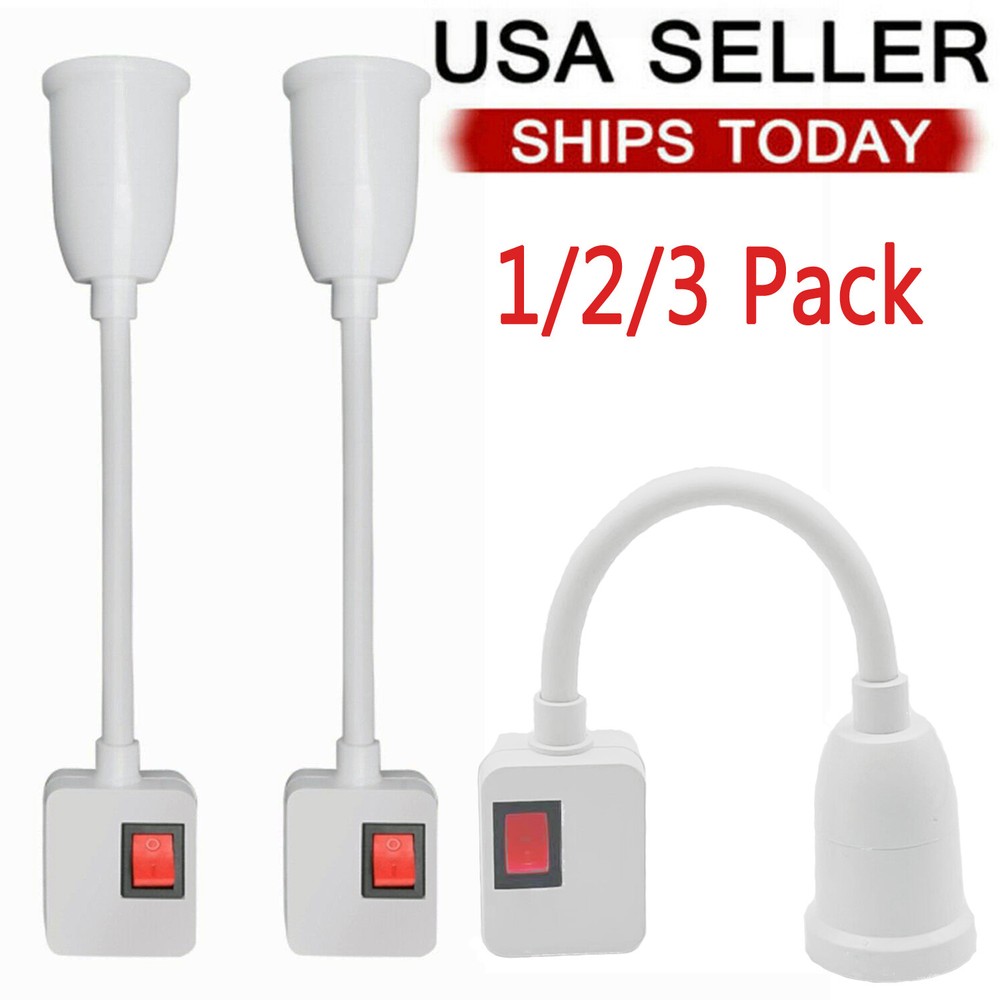 1/2/3 Pack E26 E27 LED Light Bulb Lamp Holder Flexible Extension Adapter Socket