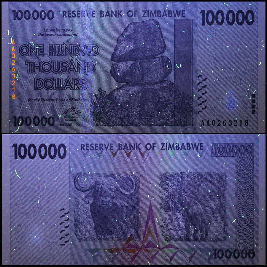 Zimbabwe 100000 Dollars, 2008, P-75, UNC
