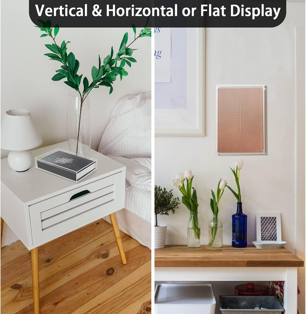 Clear Display Case for Bible, Acrylic Wall Mount Vertical & Horizontal Display C