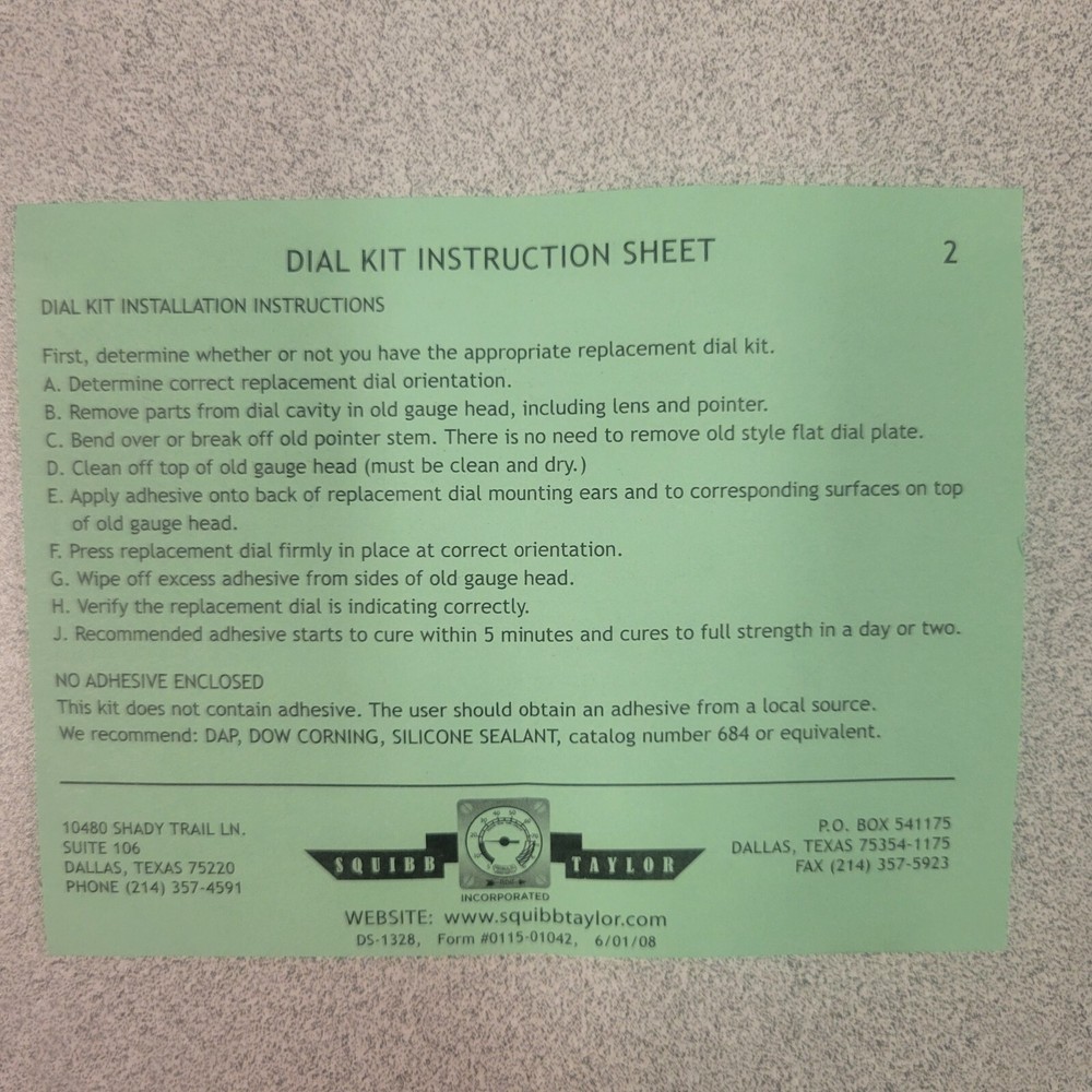 130010 Propane Tank Senior Dial Kit