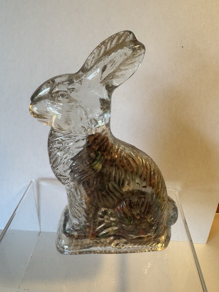 Vintage Glass Easter Bunny Rabbit Candy Container