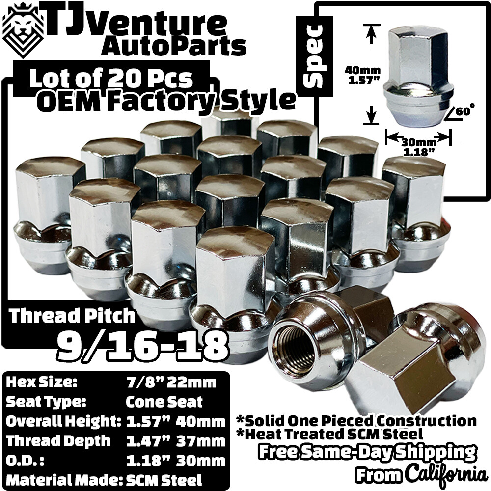 20Pc Chrome 9/16-18 Factory OEM Lug Nuts Fit Dodge Ram1500 Durango Dakota Raider