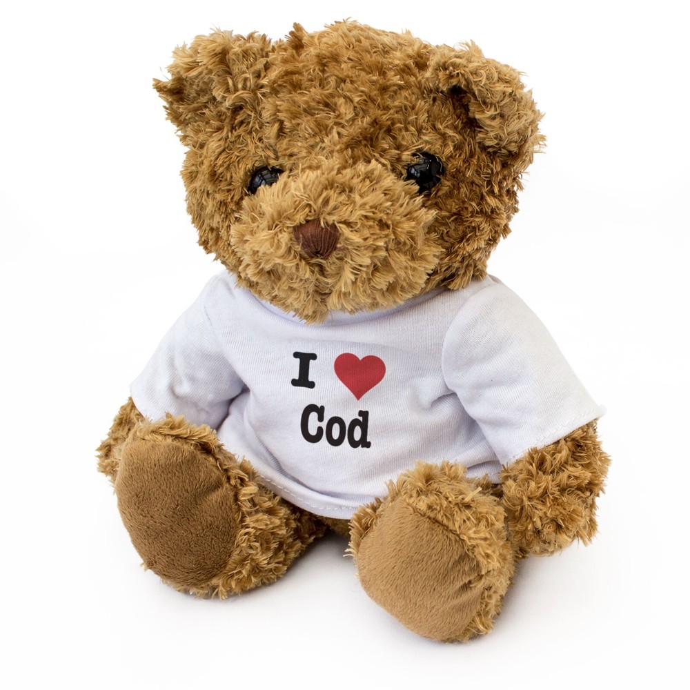 NEW - I LOVE COD - Teddy Bear - Cute Cuddly Soft Adorable - Gift Present