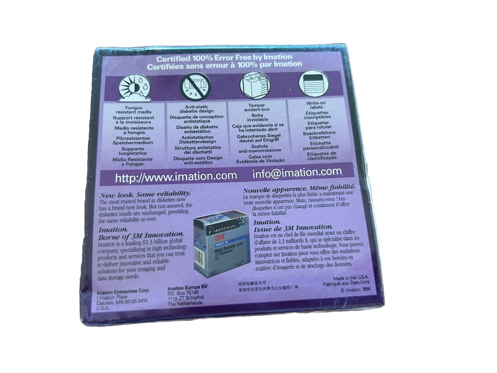 Imation 2HD Floppy Discs SEALED IBM Formatted 10 pack Diskettes 1.44 MB, New
