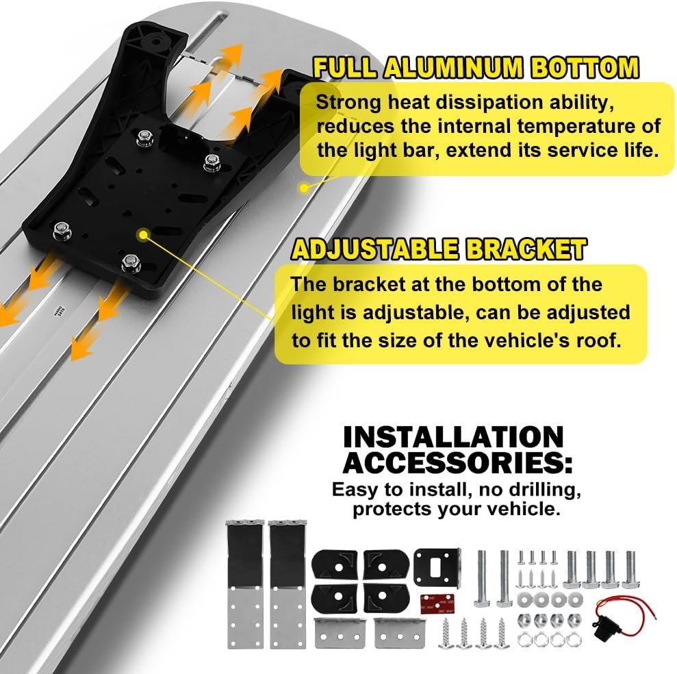 204LED Rooftop Low Profile Emergency Strobe Light Bar Warning Flashing W/Control