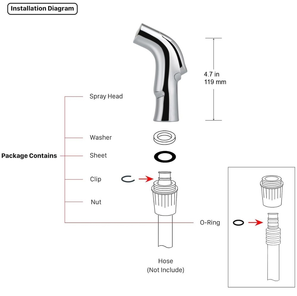 Universal Sink Spray Attachment, Chrome Kitchen Faucet Side Sprayer Head