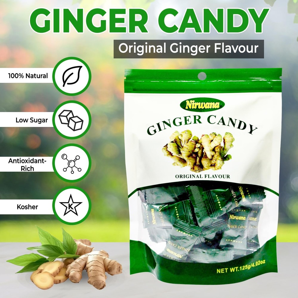Nirwana Ginger Candy – Individually Wrapped for Freshness – Bulk 1 PACK