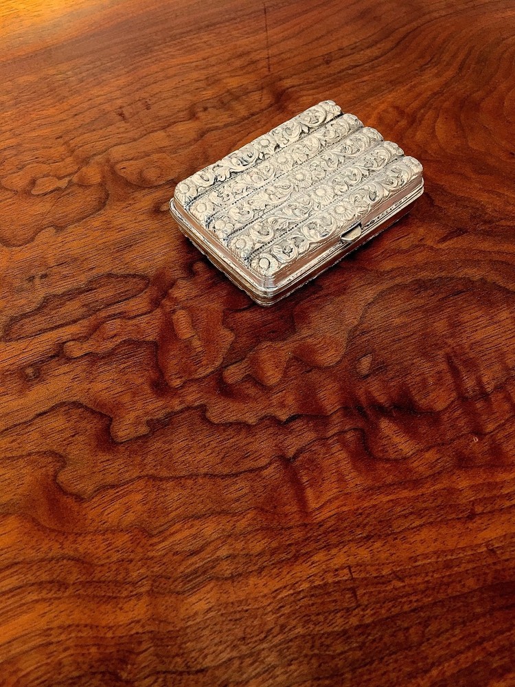 Superb Heavy Gauge Asian/Middle Eastern Silver Hinged Cheroot Case: No Monogram