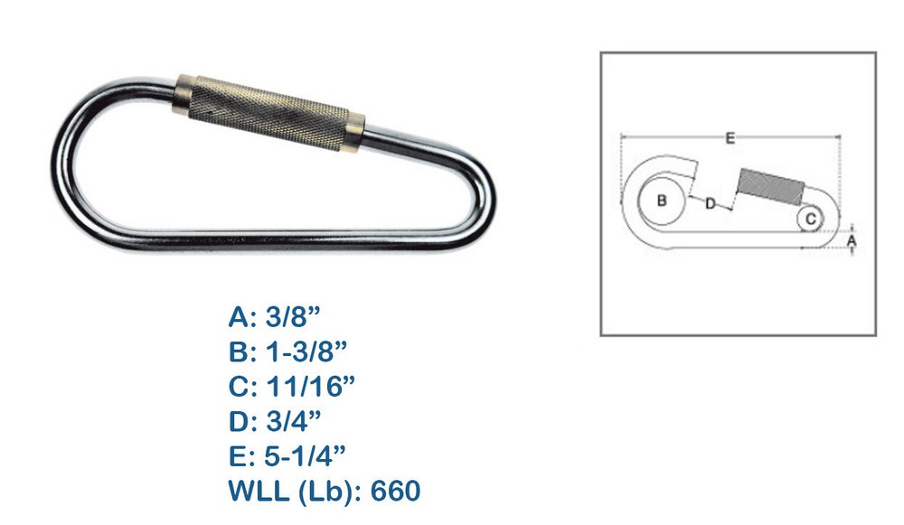 3/8" Stainless Steel Quick Link Spring Loaded Lock,Copper Spring Gate,660 Lb WLL