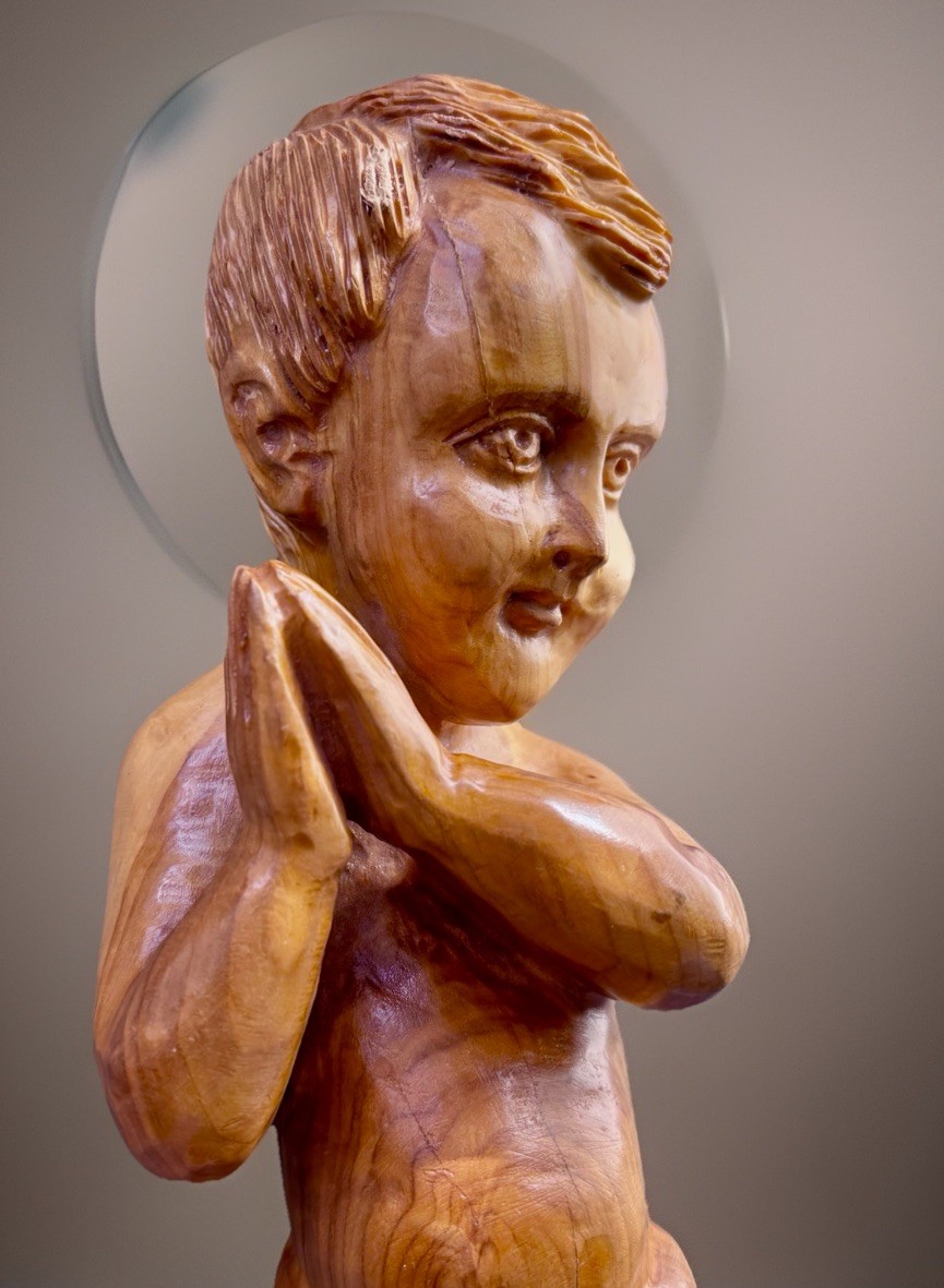 Large 12" Baby Jesus Carved Statue / Figural from Holy Land Olive Wood Bethlehem