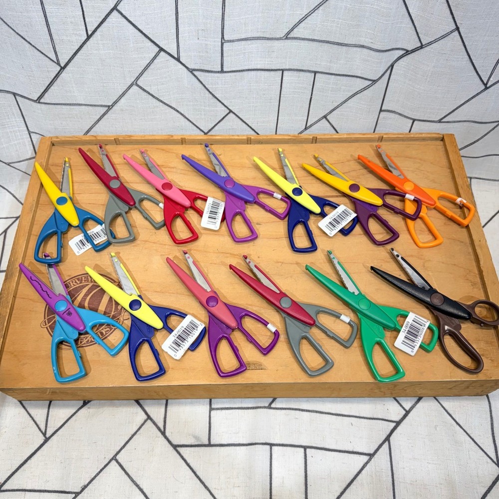 Paper Edgers Decorative Craft Scissors 12 Pair Pinking Shears Scrapbooking Tools