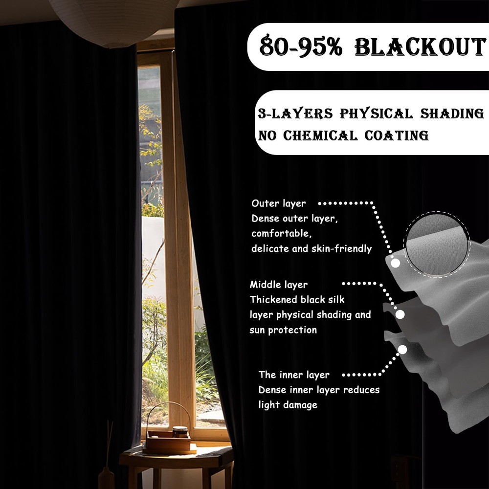Room Divider Curtains with Flexible Ceiling Track Wall Mount&Ceiling Mount, Blac